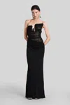 Christopher Esber Lace-bustier Strapless Salacia Gown In Multi