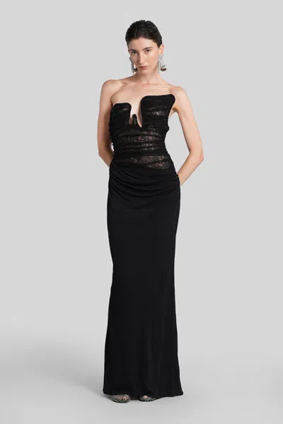 CHRISTOPHER ESBER LONG DRESS IN BLACK POLYAMIDE