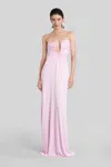 Christopher Esber Arced Palm Gathered Maxi Dress In Pink