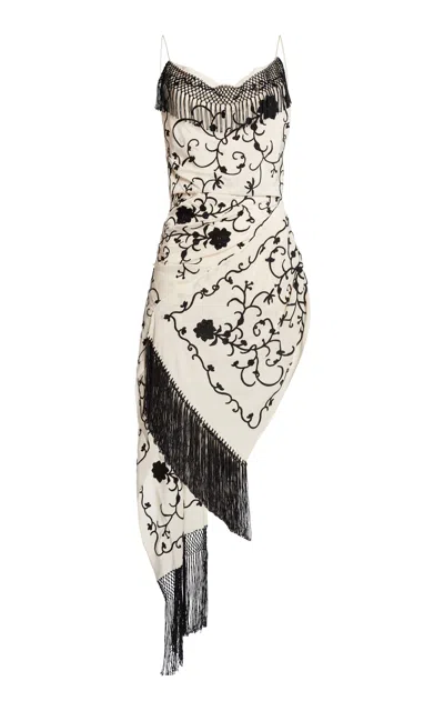 Christopher Esber Isla Embroidered Sarong Draped Midi Dress In Multi