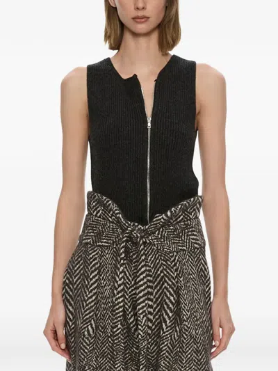 Christopher Esber Isolde Zipped Ribbed Tank Top In Black