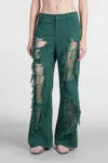 Christopher Esber Arboreal Lace-panelled Wide-leg Jeans In Green