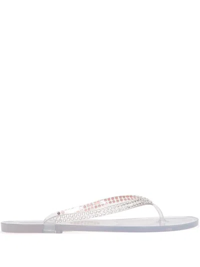 Christopher Esber Jo Crystal Flip Flops In White
