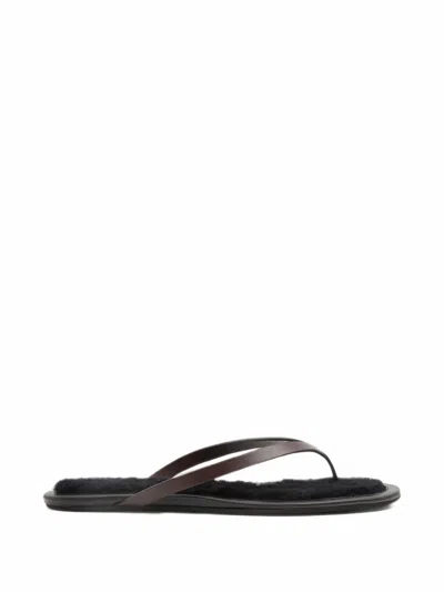 Christopher Esber Joan Shearling-footbed Flip Flops In Brown