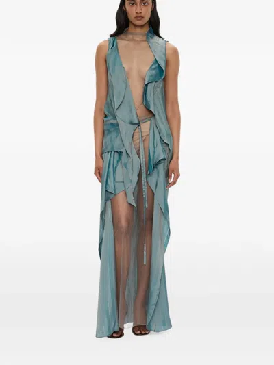 Christopher Esber Kacere Draped Column Maxi Skirt In Blue