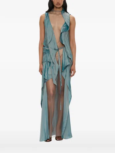Christopher Esber Kacere Draped Maxi Dress In Blue
