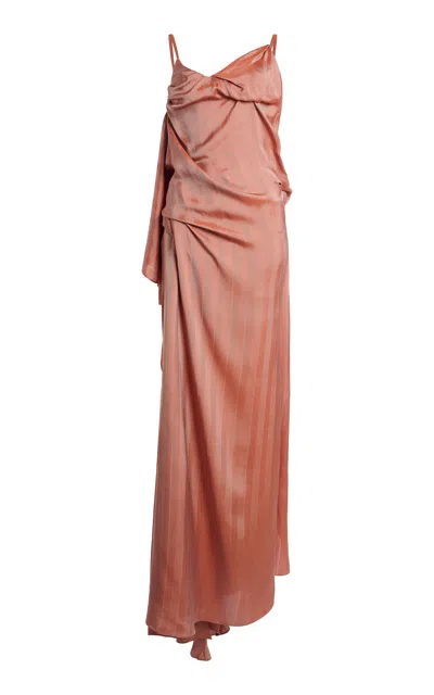 Christopher Esber Kacere Draped Satin Maxi Dress In Pink