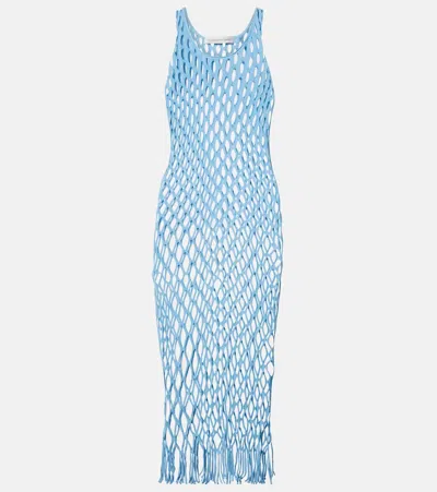 Christopher Esber Knitted Mesh Beach Dress In Blue