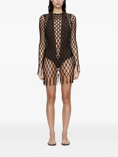 Christopher Esber Knitted Mesh Mini Dress In Black