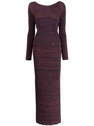 Christopher Esber Knitted Shawl Dress In Purple | ModeSens