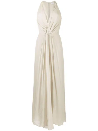 Christopher Esber Knot-detail Silk Long Dress In Neutrals