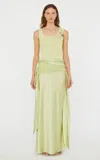 Christopher Esber Knot-detailed Gathered Chiffon-trimmed Silk-satin Maxi Skirt In Green