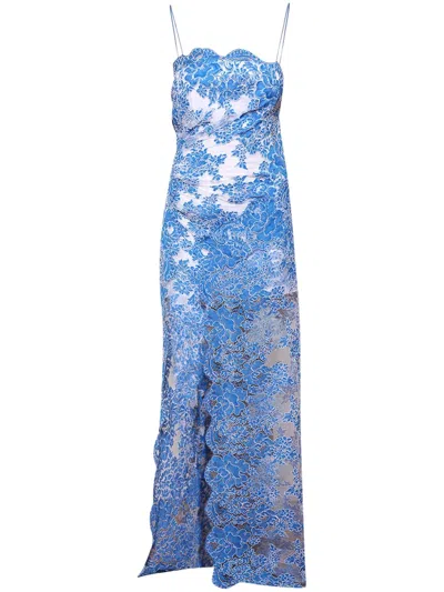 Christopher Esber Maxikleid Mit Spitzenapplikation In Blau