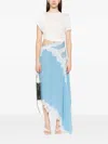 Christopher Esber Verve Asymmetric Lace-trimmed Silk-georgette And Ribbed Jersey Dress In Blue