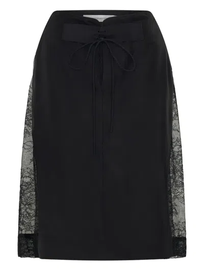 Christopher Esber Lace-insert Drawstring Skirt In Black