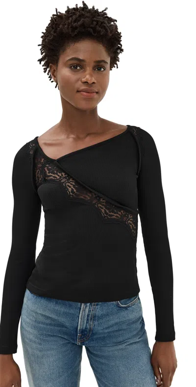 Christopher Esber Lace Insert Long Sleeve Top Black