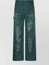 Christopher Esber Arboreal Distressed Lace Jean In Evergreen