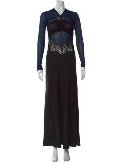 Pre-owned Christopher Esber Lace Pattern Long Dress In Black
