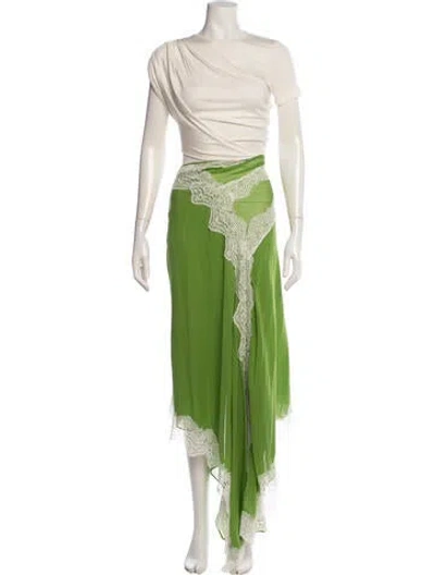 Pre-owned Christopher Esber Lace Pattern Long Dress In Green