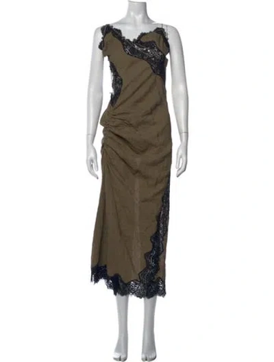 Pre-owned Christopher Esber Lace Pattern Long Dress In Green