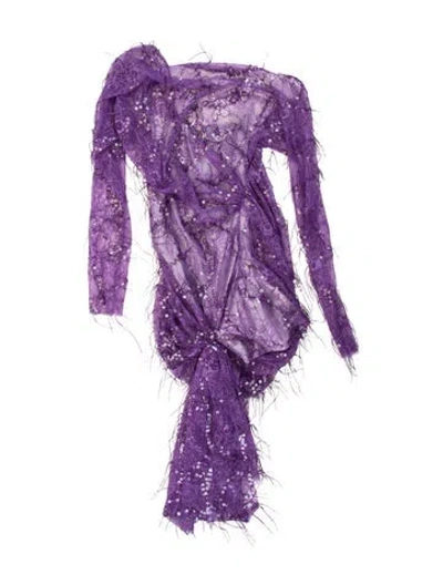 Pre-owned Christopher Esber Lace Pattern Mini Dress W/ Tags In Purple