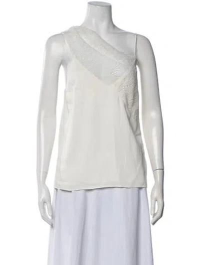 Pre-owned Christopher Esber Lace Pattern One-shoulder Top In White