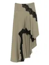 Christopher Esber Lace-trim Asymmetric Maxi Skirt In Green