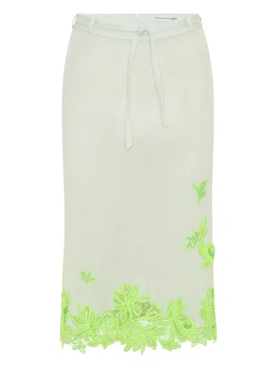 Christopher Esber Lace-trim Midi Skirt In Neutral