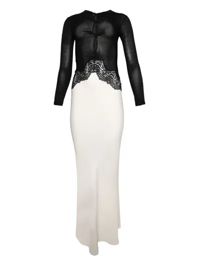 Christopher Esber Lace-trimmed Long-sleeve Dress In Black