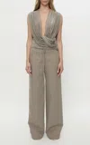 Christopher Esber Lace-up Cotton Wide-leg Pants In Gray