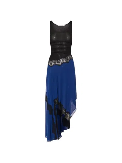 Christopher Esber Lace-trim Asymmetric Midi Dress In Blue