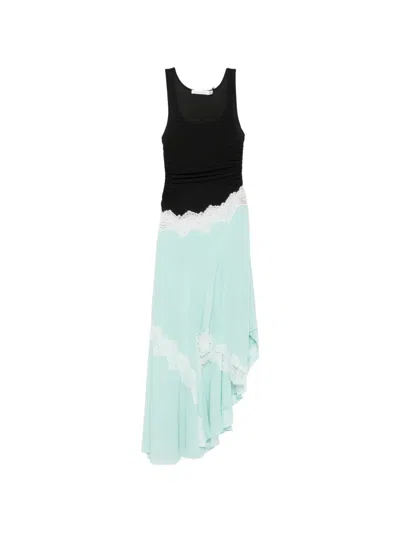 Christopher Esber Lace-trim Gathered Dress In Blue