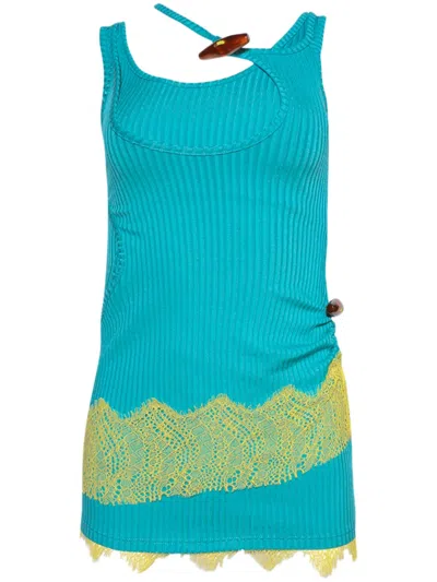 Christopher Esber Geripptes Minikleid Mit Spitzenbesatz In Multi