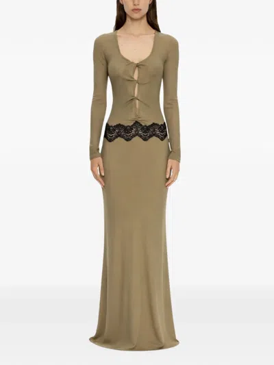 Christopher Esber Lace-trim Twisted Maxi Dress In Neutral