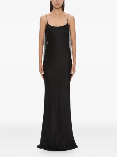 Christopher Esber Lattice Lace Silk Gown In Black