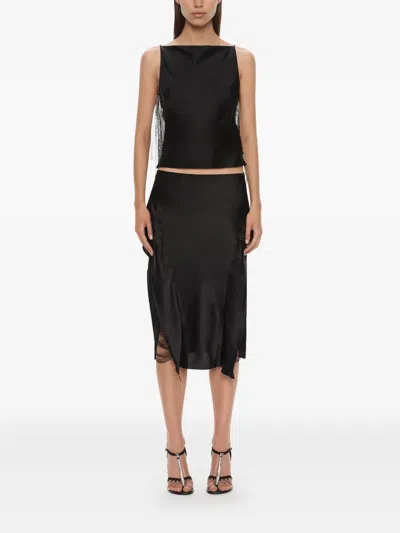 Christopher Esber Lattice Lace Silk Midi Skirt In Black