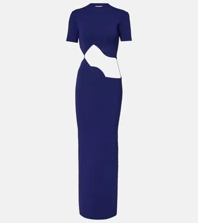 Christopher Esber Lattice Separation Cutout Maxi Dress In Blue