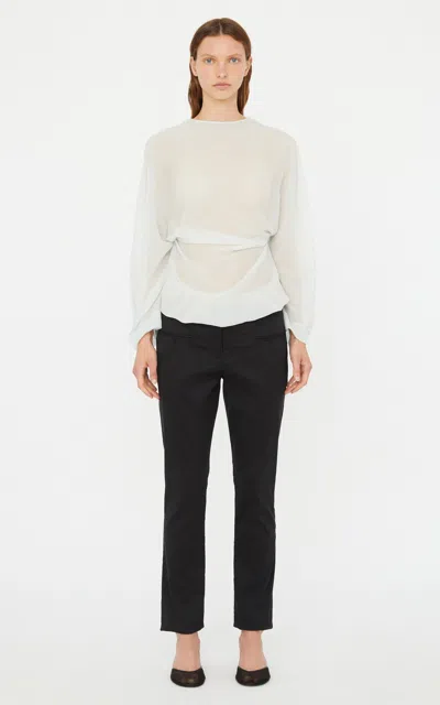 Christopher Esber Latticed Lace-wool Shrug Top In Light Blue