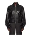 Christopher Esber Black Leather Flight Bomber Jacket In Black