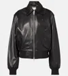 Christopher Esber Black Leather Flight Bomber Jacket In Black