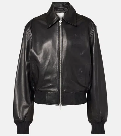 Christopher Esber Leather Bomber Jacket In Black