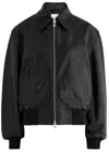 Christopher Esber Leather Bomber Jacket In Black