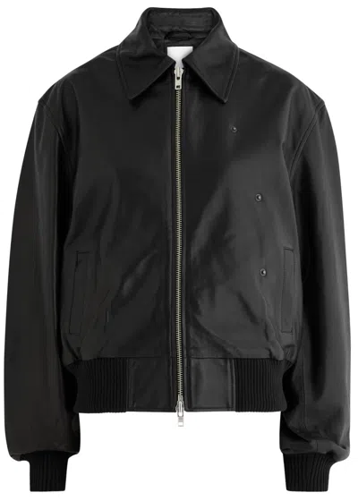 Christopher Esber Leather Bomber Jacket In Black