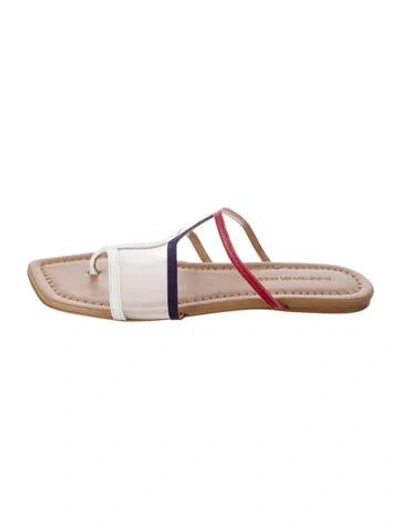 Pre-owned Christopher Esber Leather Colorblock Pattern Sandals In Brown