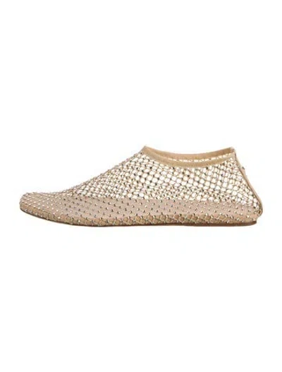 Pre-owned Christopher Esber Leather Crystal Embellishments Espadrilles In Neutral