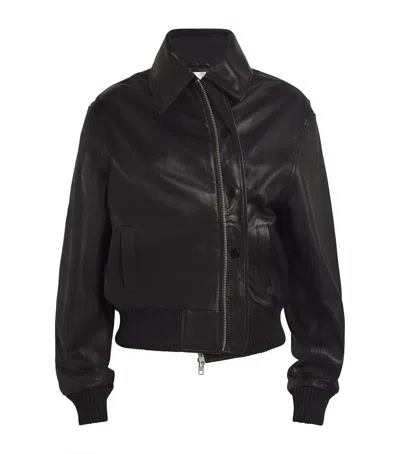 Christopher Esber Leather Flight Bomber Jacket In Black