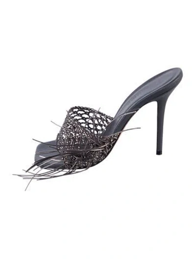 Pre-owned Christopher Esber Leather Slides In Blue