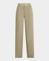 Christopher Esber Wide Leg Green Linseed Cotton Trousers In Linseed