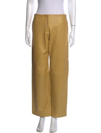 Pre-owned Christopher Esber Leather Wide Leg Pants In Yellow