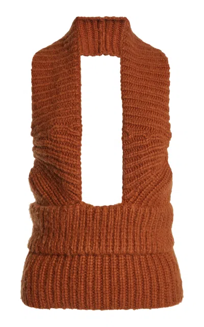 Christopher Esber Lennox Wool Knit Top In Brown